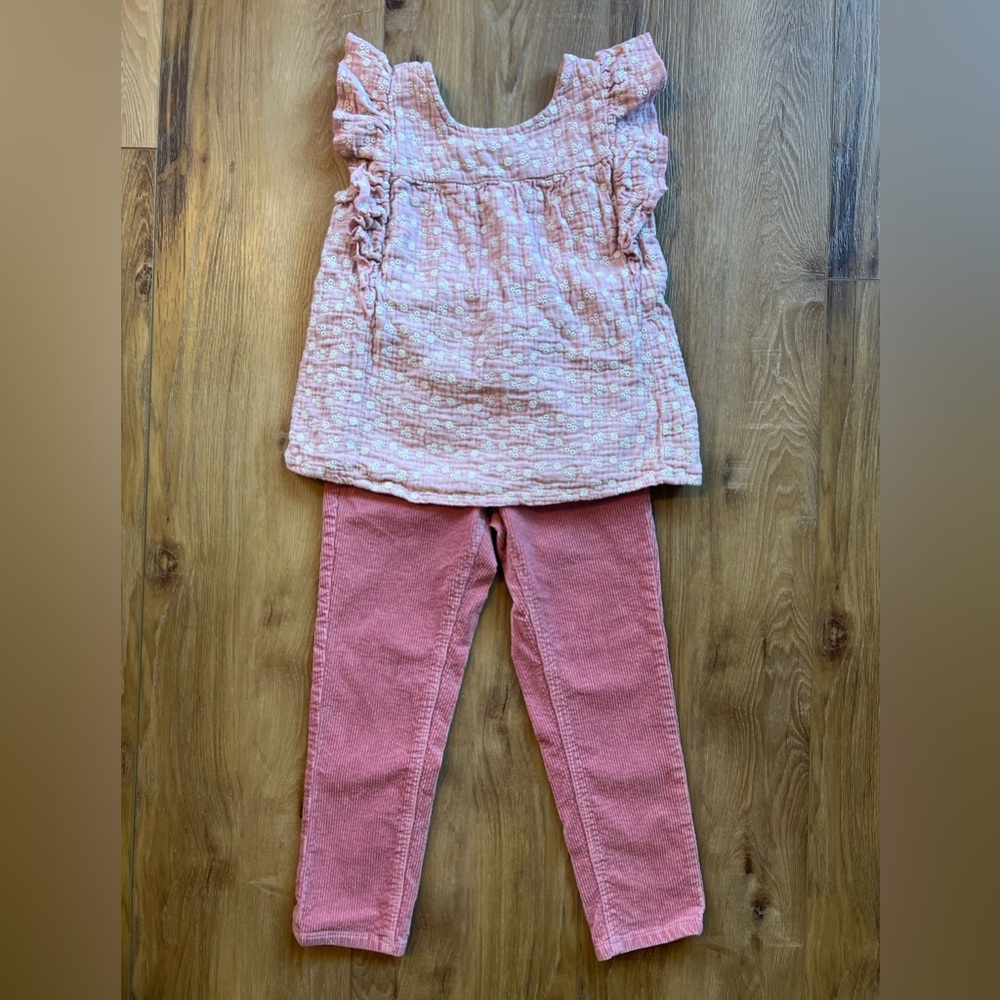 Heart and Arrow Embroidered Ruffle Tunic Shirt Top | Girls Medium